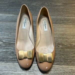 LK Bennett Beige Heels with Gold Bow